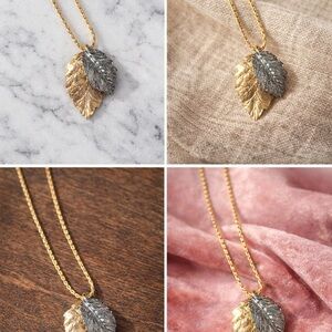 Gold and Silver Leaf Pendant Necklace